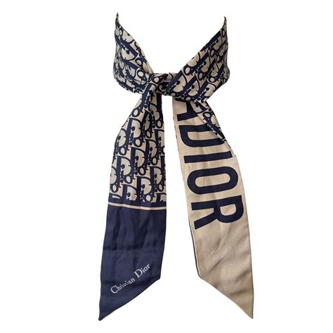 dior oblique mitzah scarf navy blue silk twill|Dior Oblique Mitzah Scarf .